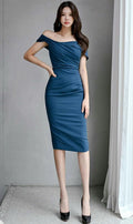 Twisted Drape Sleeves Formal Dress