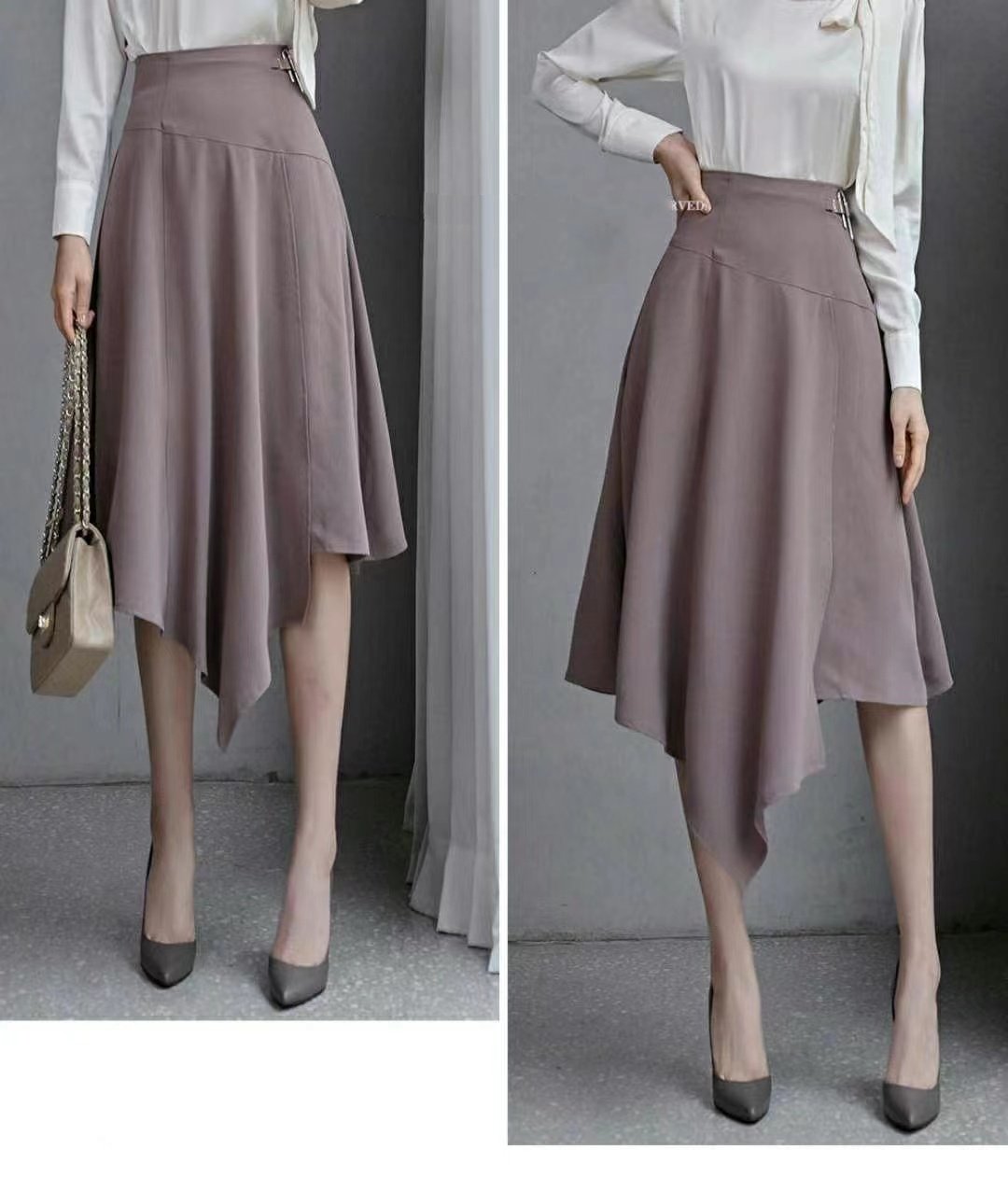 Mono Assymmetrical A-Line Midi Skirt