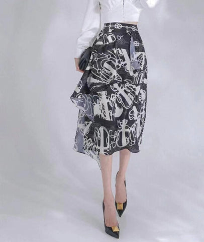 Abstract Duo Prints Layered Skirt