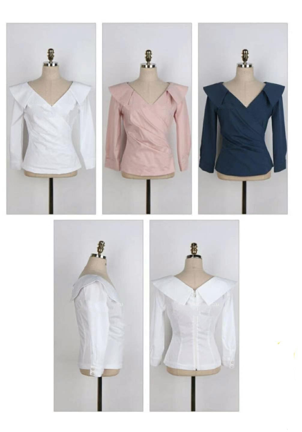 Lapel Collar Long Sleeves Wrap Top