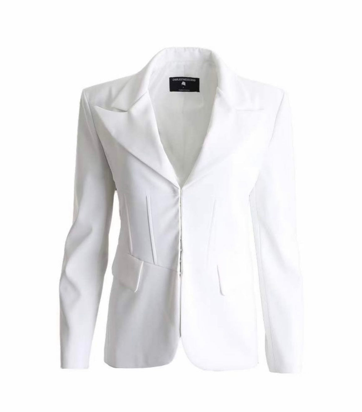 Double Collar Structured Ribs Suit Jacket