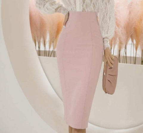 Basic Pastel Lining Midi Skirt