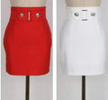 Mini Solid Double Buckle Belt Skirt