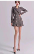 Lined Long Sleeves Coat Dress Flutter Mini Skirt