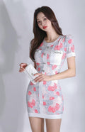Print Floral White Chain Pockets Lined Short Sleeves Dress