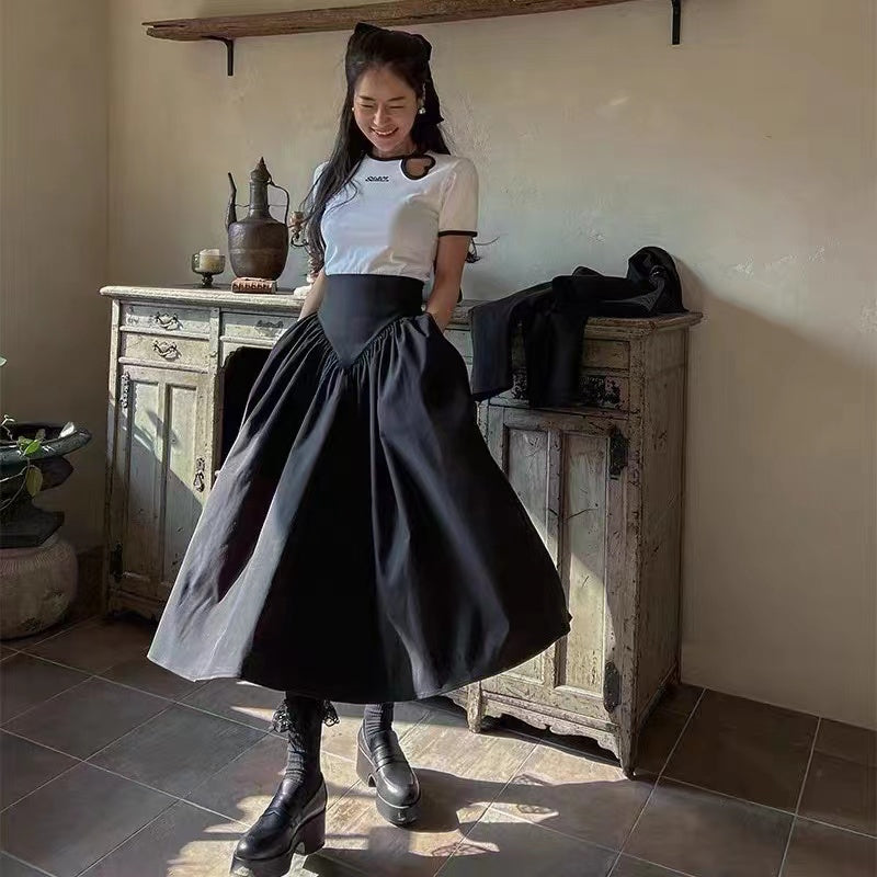 Black High Waist Corset Maxi Skirt