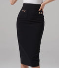 High Waist Midi Gold Chain Pockets Pencil Skirt