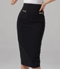 High Waist Midi Gold Chain Pockets Pencil Skirt
